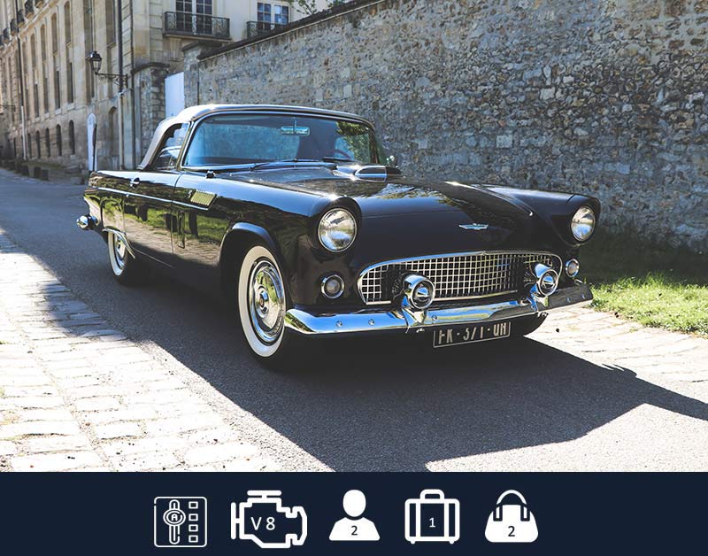 rent a classic car Ford Thunderbird de 1956 Marilyn Monroe